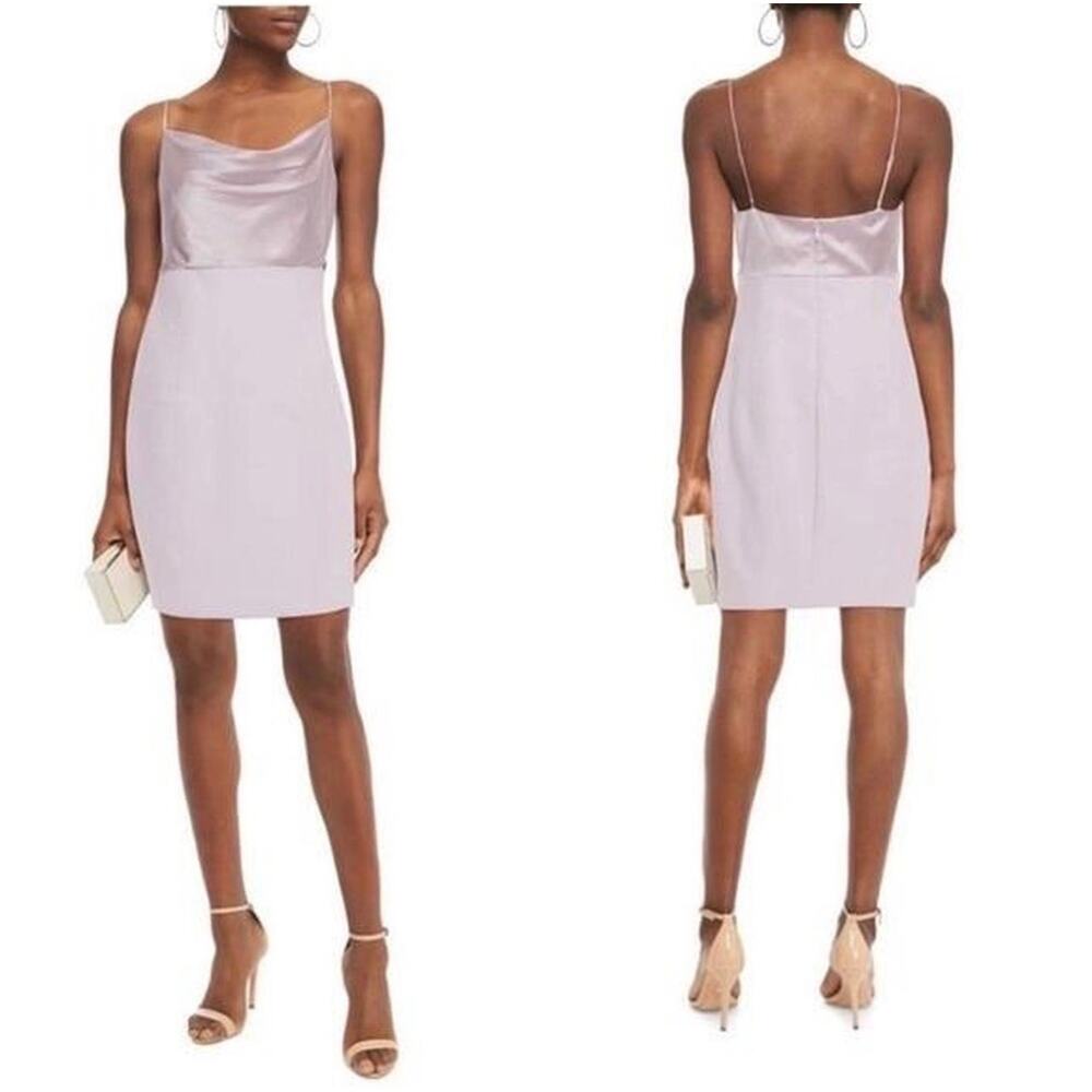 Cinq à Sept EUC Lilac Silk Karina Cowl Neck Minidress Size 0 Luxury Cocktail